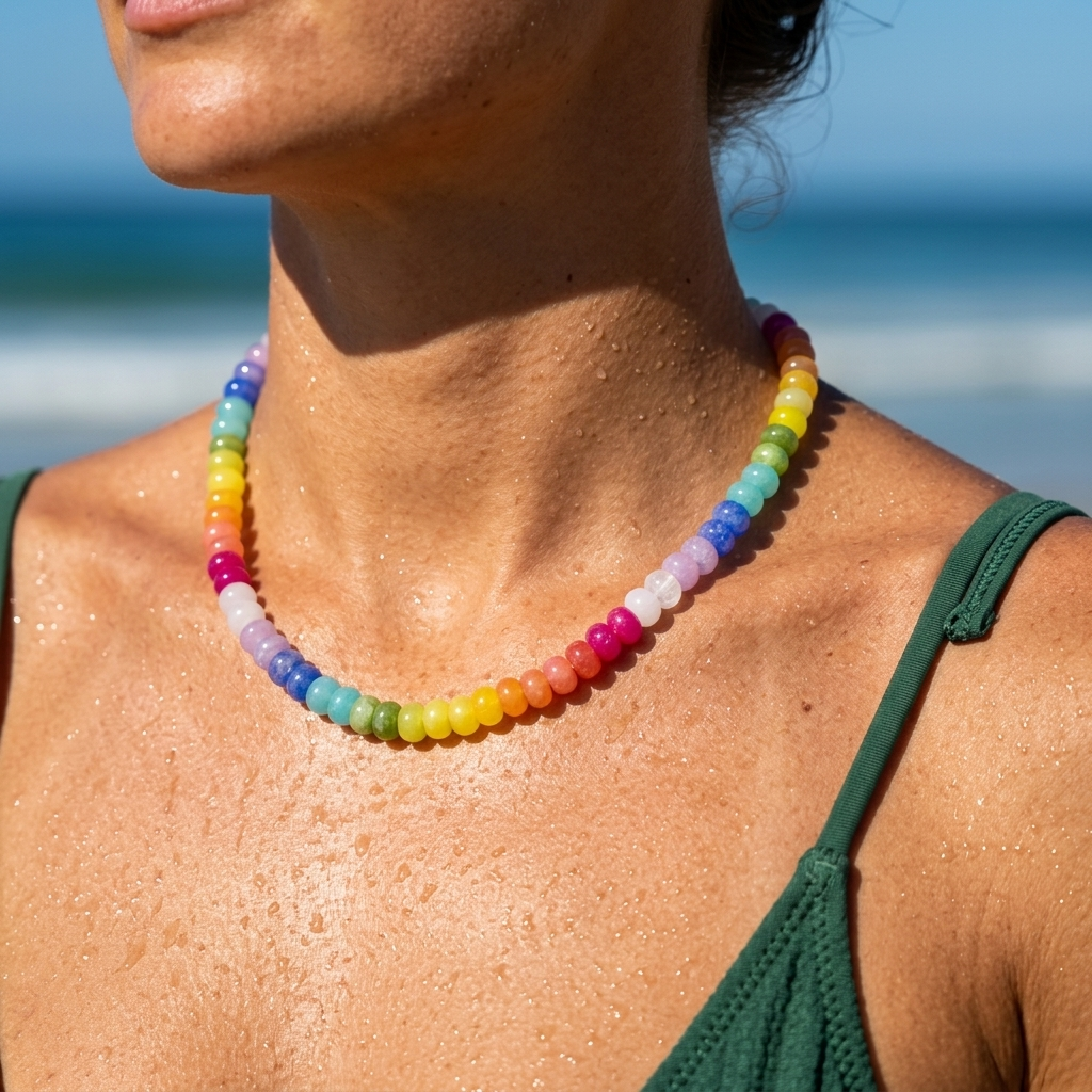 Sunny’s Strand – Multi Color Jade Rondelle Necklace | Handmade Texas Hill Country Jewelry