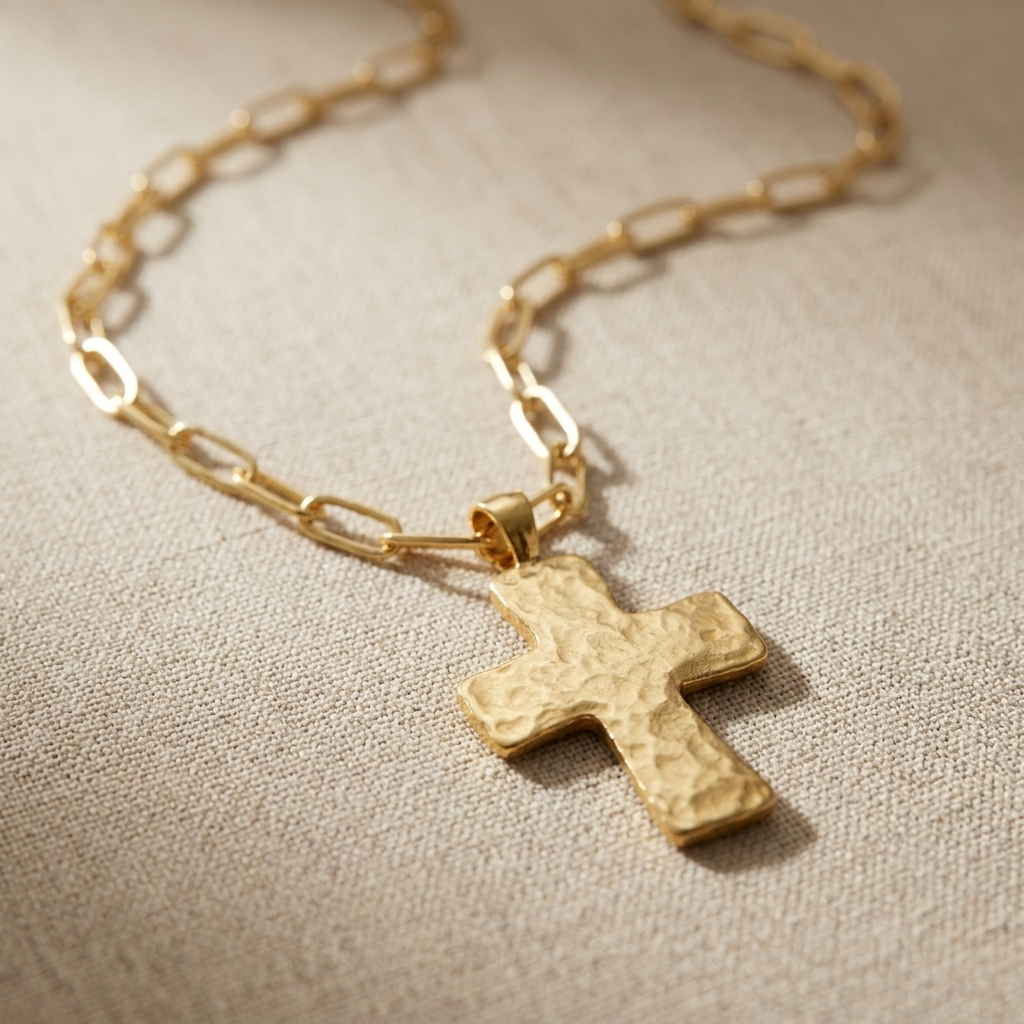 High Plains Cross Necklace | Hammered Cross Pendant Necklace