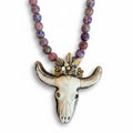Longhorn Necklace with Purple Jasper Beaded Necklace