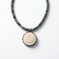 African Turquoise Beaded Necklace with Hand-Carved Flower Pendant - Desert Gypsy