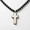 Black Onyx Beaded Necklace with Cross Pendant by Desert Gypsy - Desert Gypsy