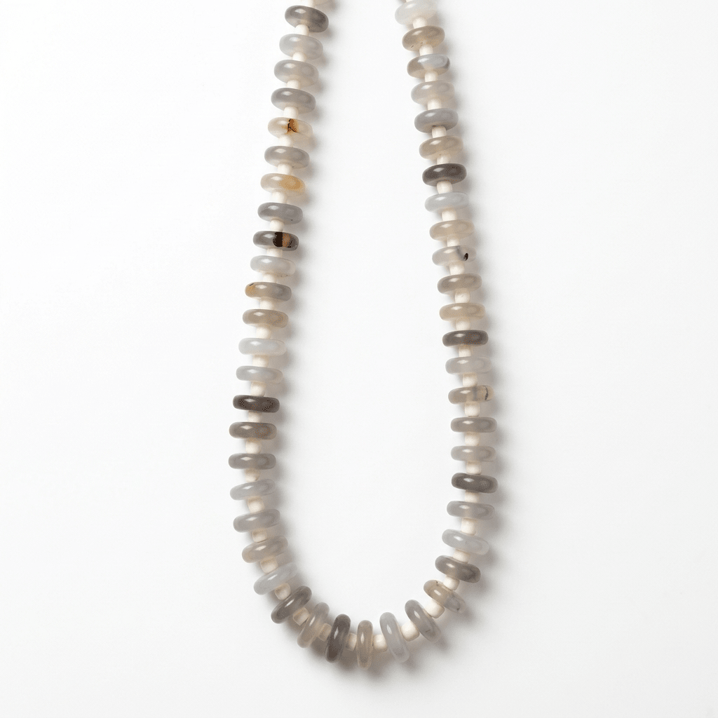 Chunky Grey Agate & Natural Bone Bead Necklace - Desert Gypsy
