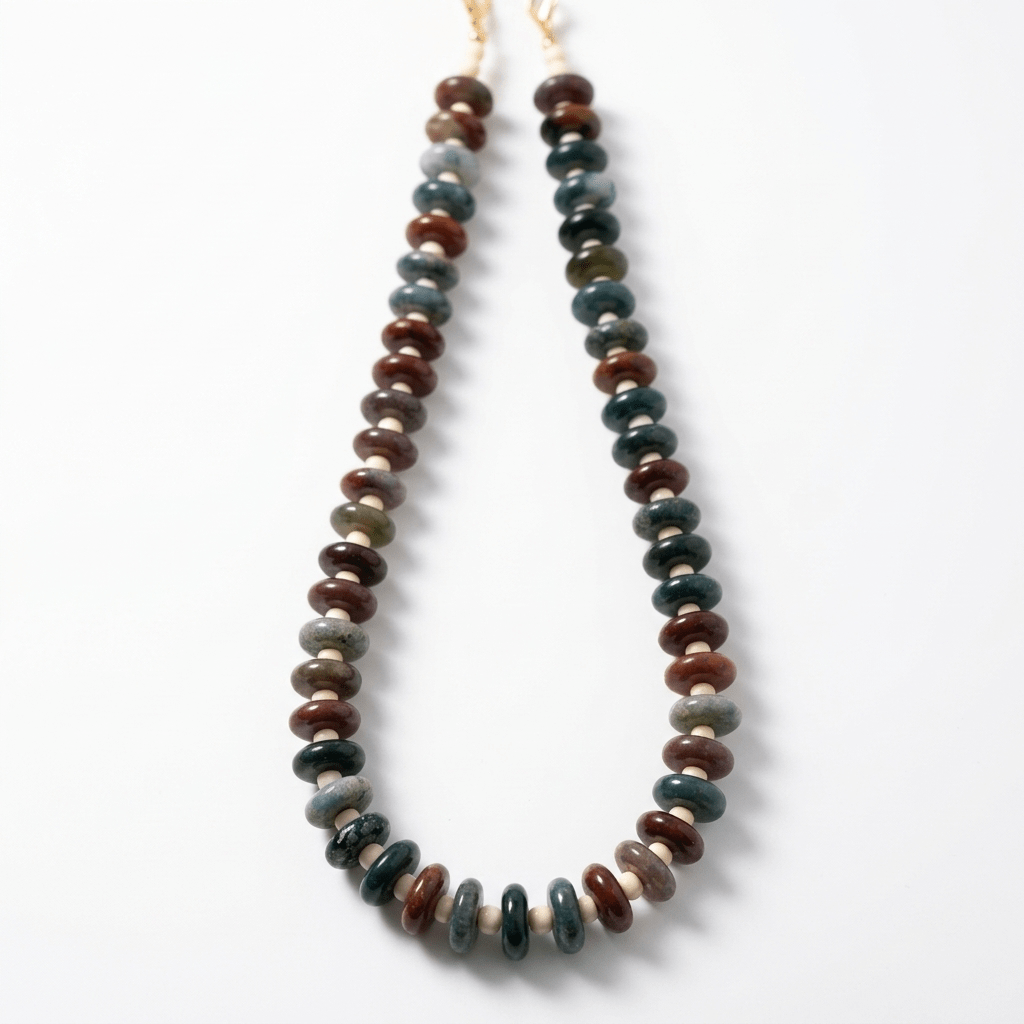 Chunky Indian Agate & Bone Bead Statement Necklace - Desert Gypsy