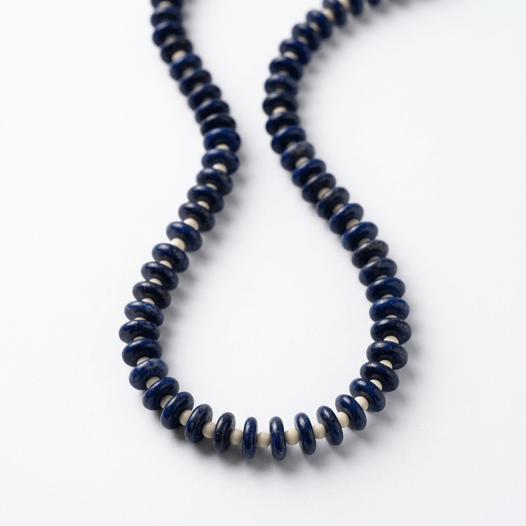 Chunky Lapis & Bone Bead Statement Necklace - Desert Gypsy