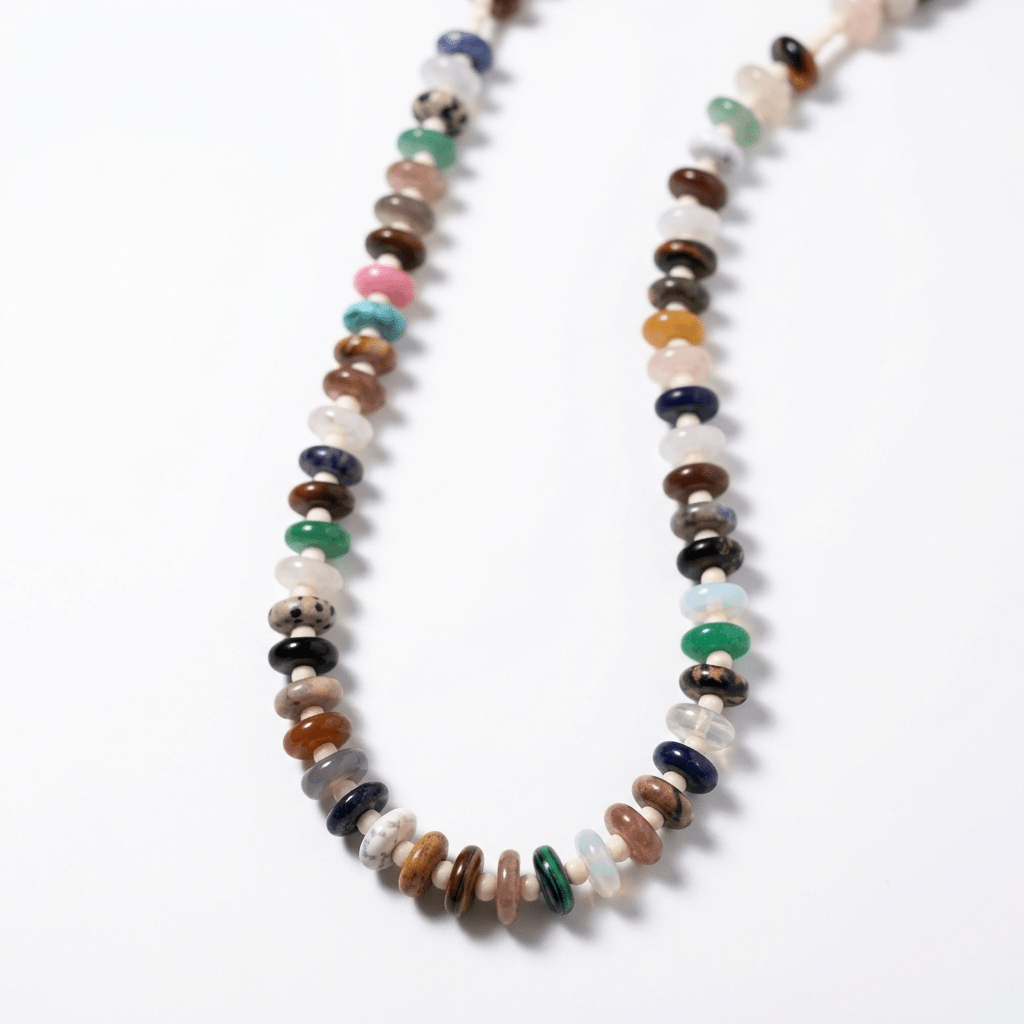 Chunky Mixed Gemstone & Bone Bead Statement Necklace - Desert Gypsy