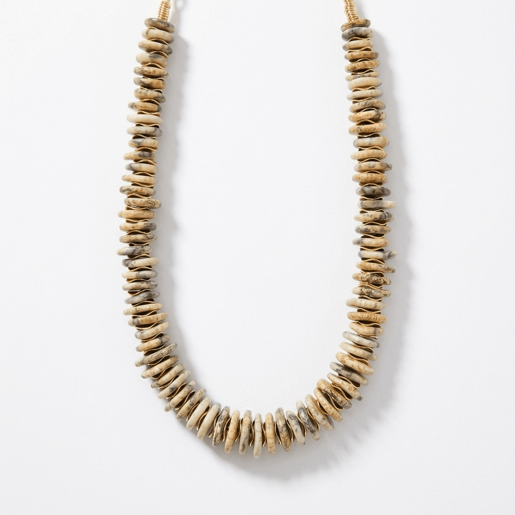 Chunky Natural Colored Beaded Necklace with Gold Accents by Desert Gypsy - Desert Gypsy