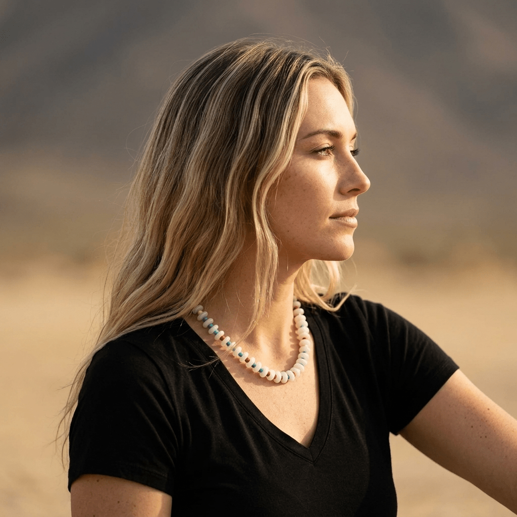 Chunky White Jade & Colorful Bone Bead Necklace - Desert Gypsy