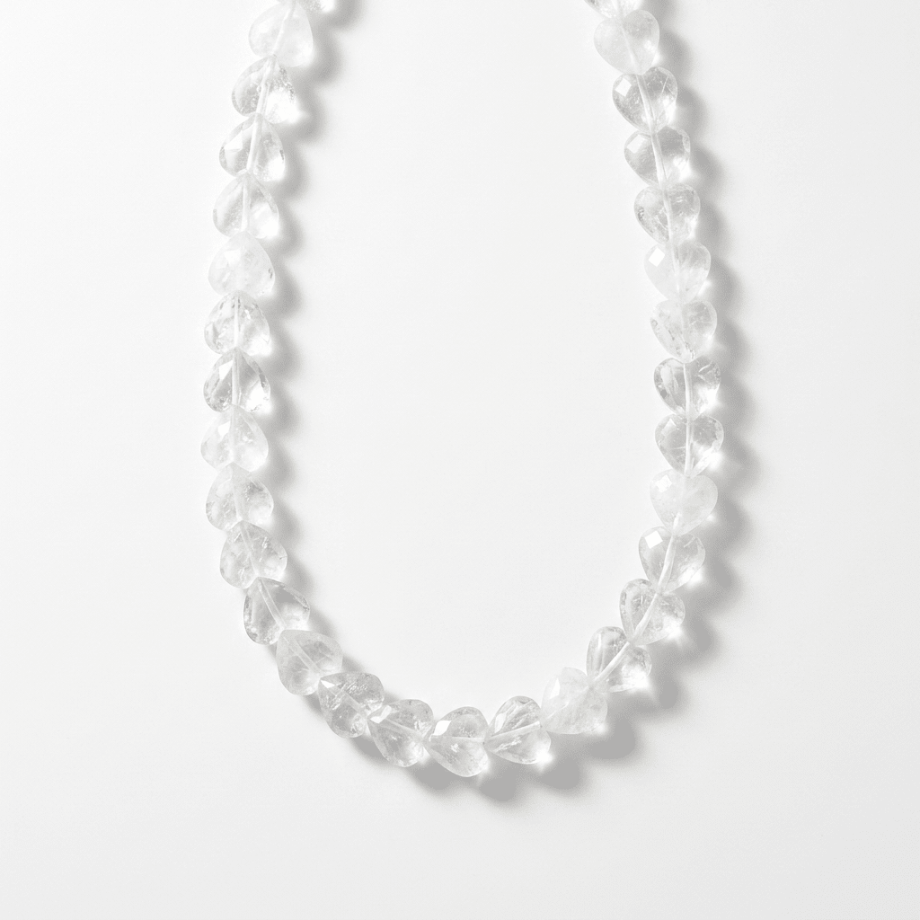 Clear Quartz Beaded Necklace with Heart Shaped Faceted Beads by Desert Gypsy - Desert Gypsy