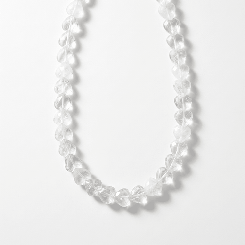 Clear Quartz Beaded Necklace with Heart Shaped Faceted Beads by Desert Gypsy - Desert Gypsy