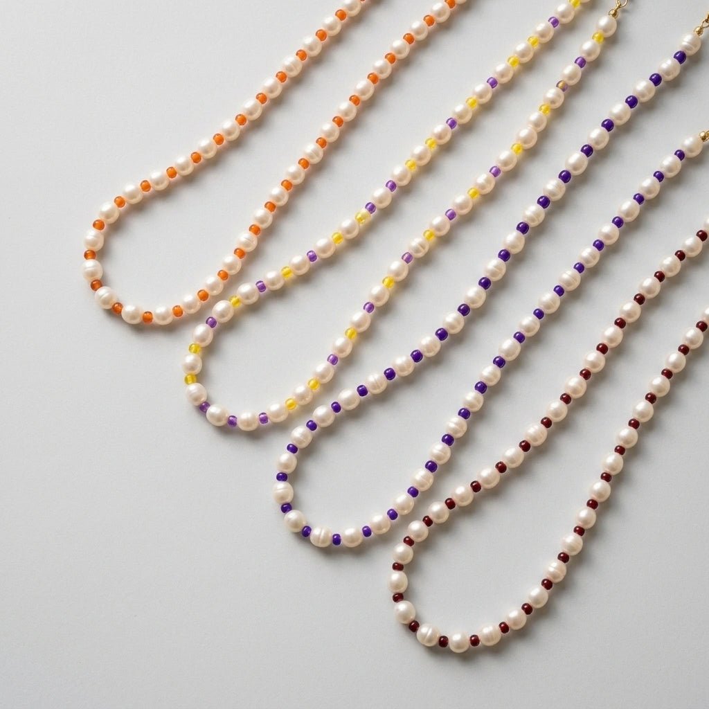 Customizable School Spirit Freshwater Pearl Necklace - Custom Team Colors by Desert Gypsy - Desert Gypsy