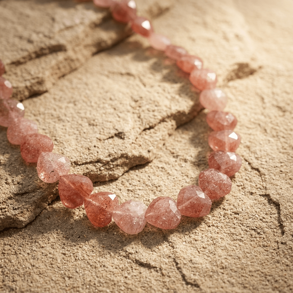 Desert Blush Necklace | Strawberry Quartz Heart Necklace - Desert Gypsy
