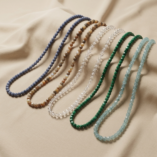 Desert Light Layering Necklace collection with faceted cube gemstone beads