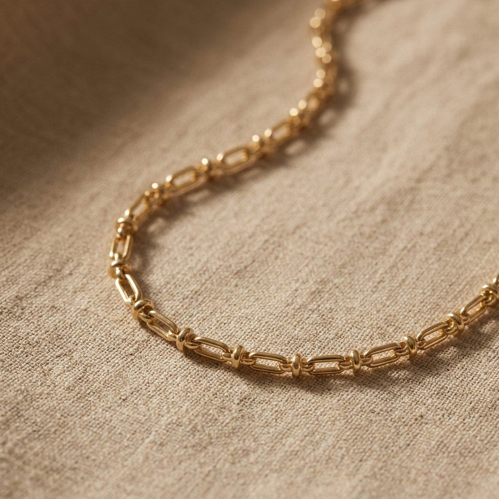 Golden Canyon Chain Necklace with textured gold filled links