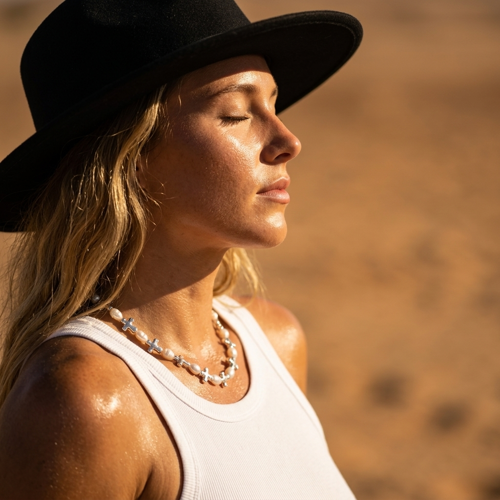 Desert Gypsy freshwater pearl cross necklace