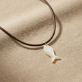 Tidal Drift Fish Necklace with mother of pearl fish pendant on leather cord