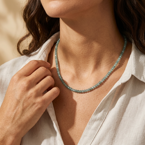 Desert Light Layering Necklace worn layered with other artisan necklaces