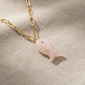 Drift Tide Fish Necklace – Gemstone Fish Pendant on Gold Filled Paperclip Chain | Handmade Texas Hill Country Jewelry - Desert Gypsy