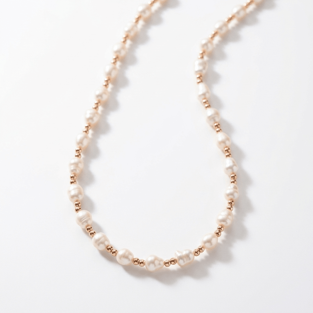 Freshwater Pearl Beaded Necklace with Gold Filled Accents by Desert Gypsy - Desert Gypsy