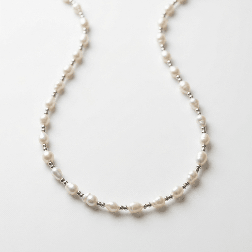 Freshwater Pearl Beaded Necklace with Silver Accents by Desert Gypsy - Desert Gypsy
