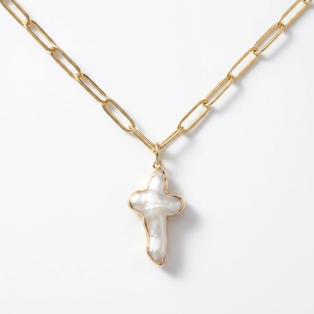 Freshwater Pearl Cross Necklace - Desert Gypsy