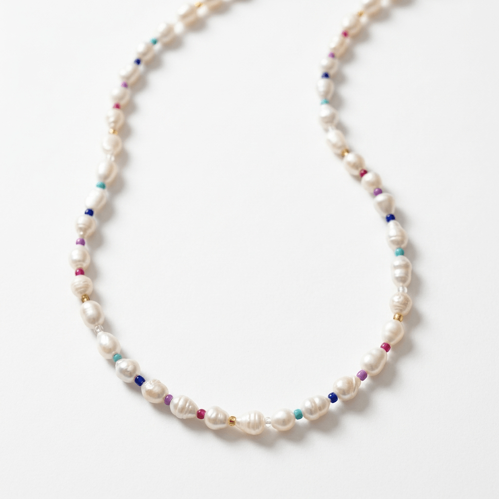 Freshwater Pearl Necklace with Colorful Bead Accents - Desert Gypsy
