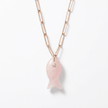 Gemstone Fish Pendant Necklace on Paperclip Chain - Desert Gypsy