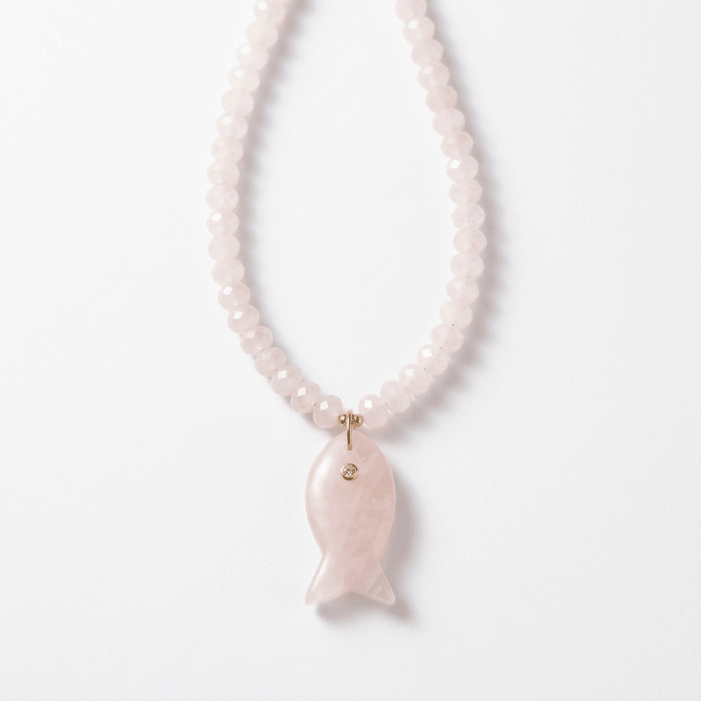 Gemstone Fish Pendant Necklace with Faceted Gemstone Beads - Desert Gypsy