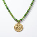 Green Jade Beaded Necklace with Gold Plated Bee Pendant by Desert Gypsy - Desert Gypsy