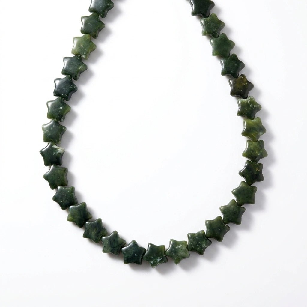 Green Jade Star Beaded Necklace - Natural Gemstone Necklace by Desert Gypsy - Desert Gypsy