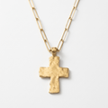 Hammered Cross Pendant Necklace on Paperclip Chain - Desert Gypsy