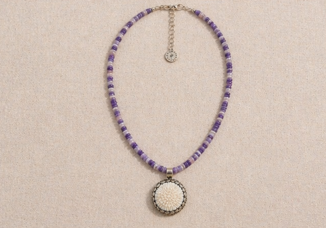 Adjustable clasp detail of High Desert Amethyst Necklace 17 to 19 inches