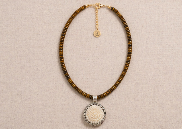 Adjustable clasp detail of High Desert Tiger’s Eye Necklace 17 to 19 inches