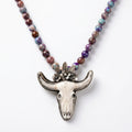 Longhorn Necklace with Purple Jasper Beaded Necklace - Desert Gypsy