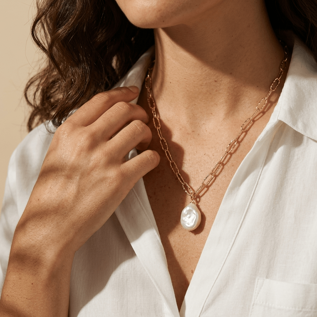 Luna Pearl Necklace | Freshwater Pearl Pendant Necklace - Desert Gypsy