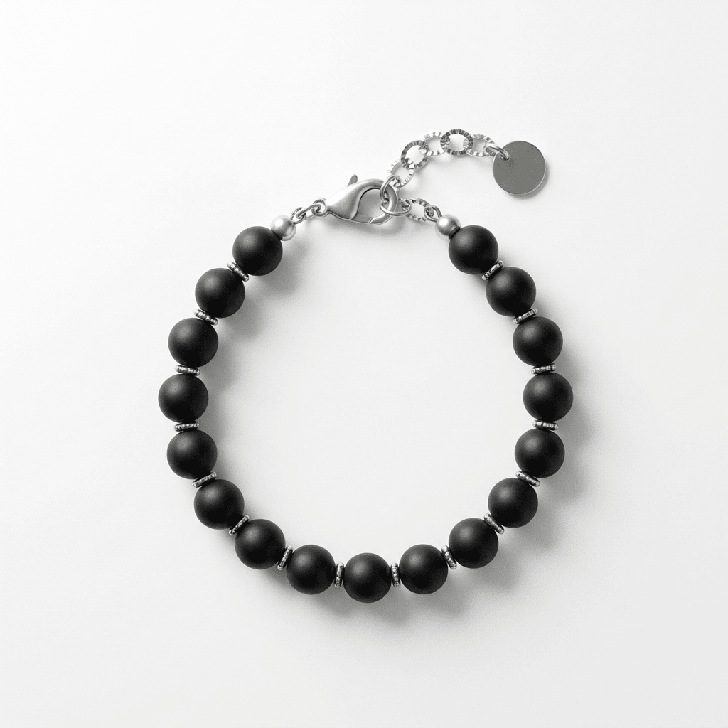 Matte Black Onyx Beaded Bracelet with Silver Accents - Desert Gypsy