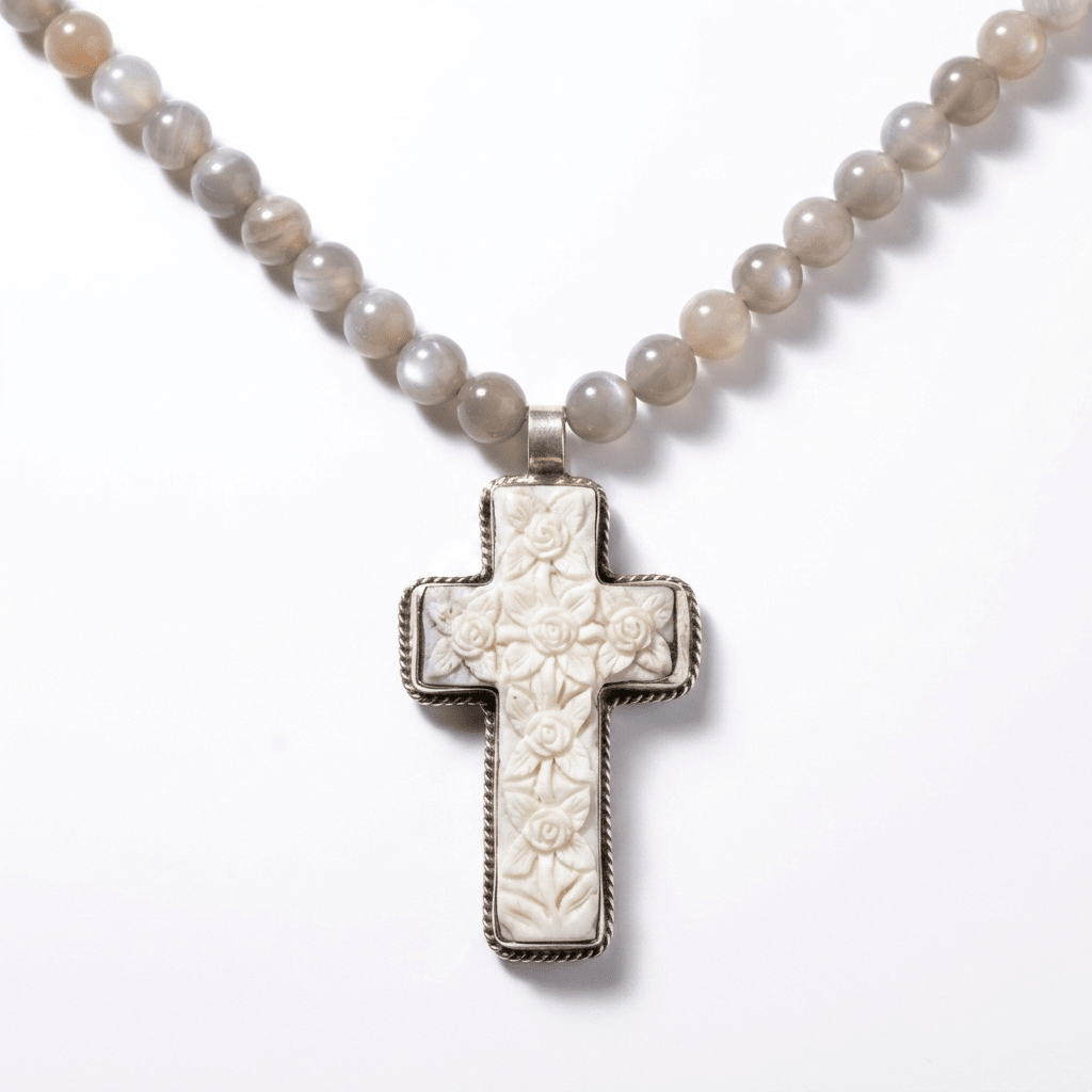 Moonlit Bloom Cross Necklace - Desert Gypsy