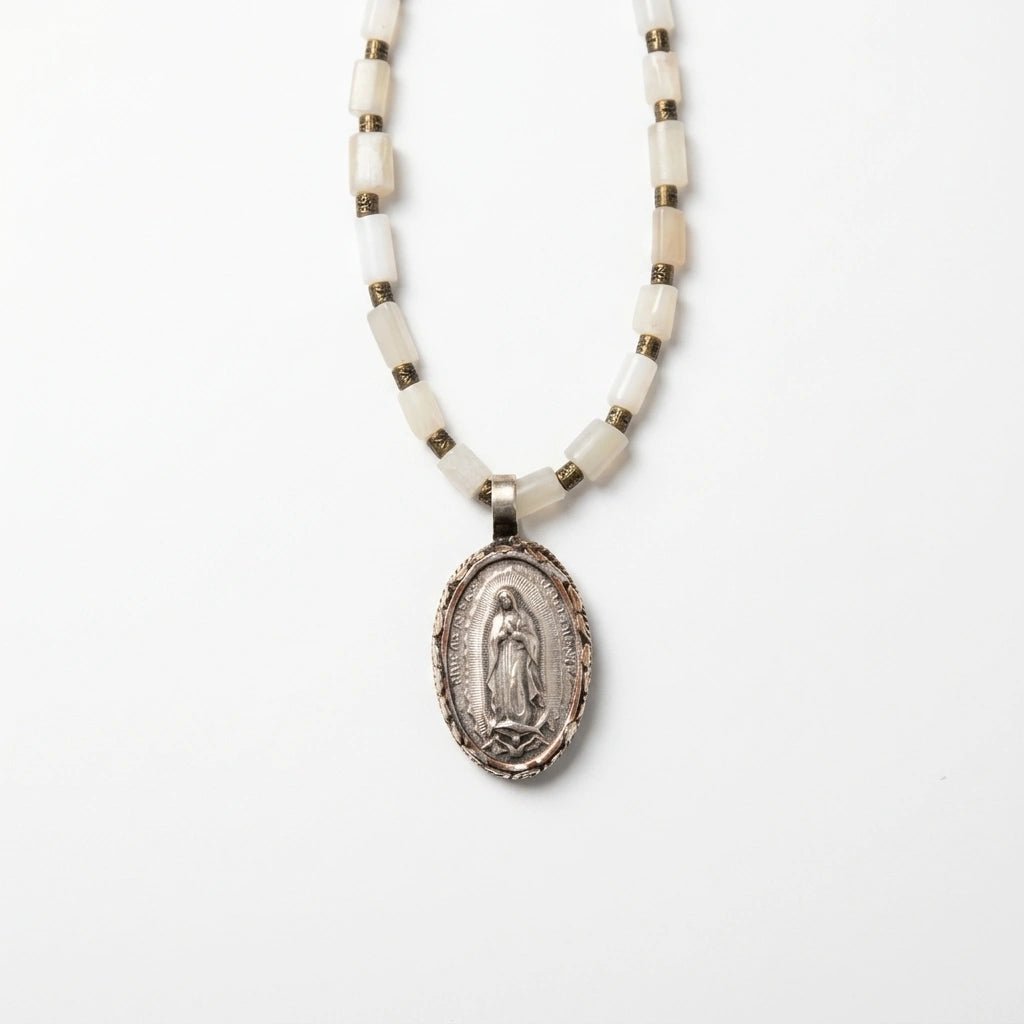 Moonstone Necklace with Virgin Mary Pendant - Desert Gypsy