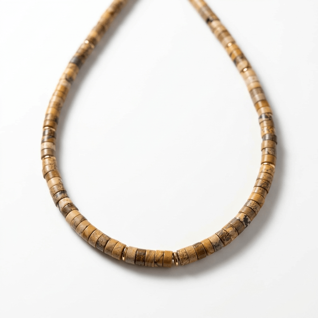 Natural Gemstone Heishi Bead Necklace with Gold Accents - 10 gemstone options - Desert Gypsy