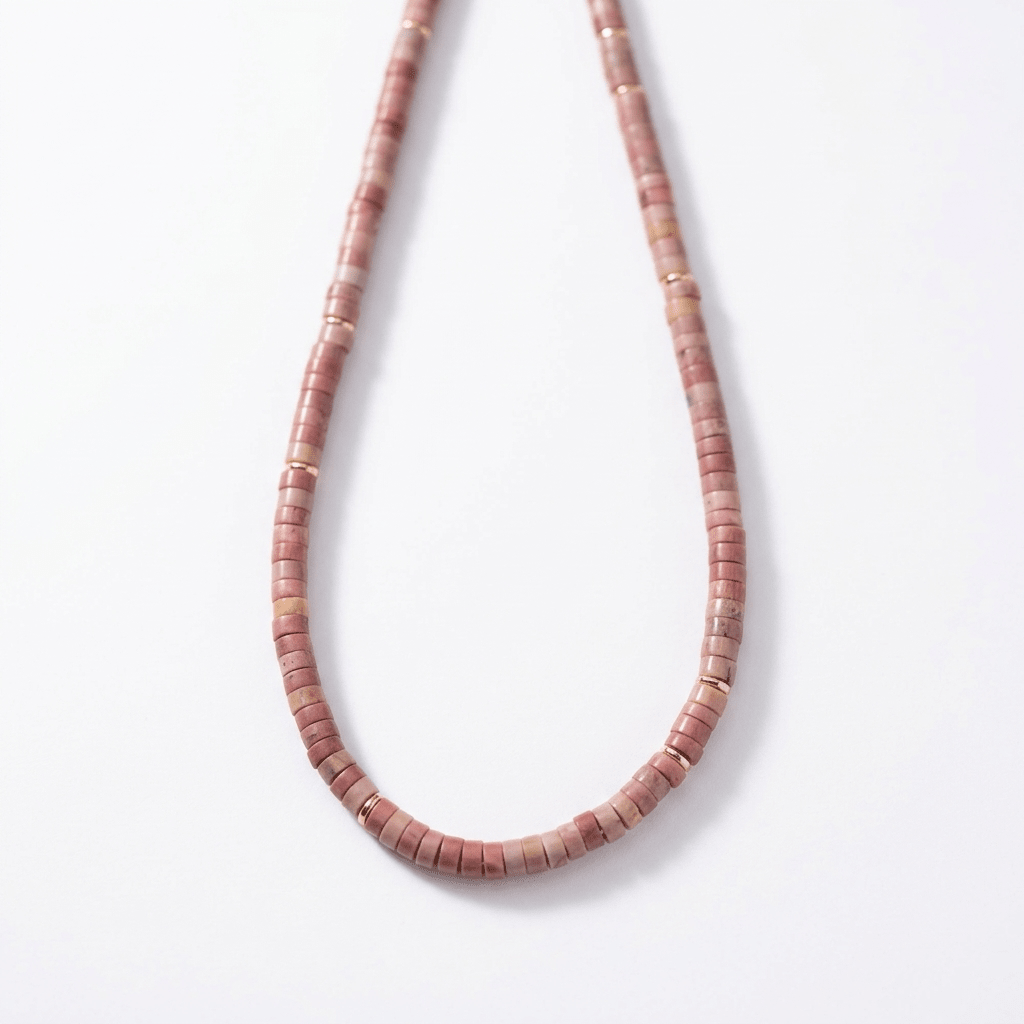 Natural Gemstone Heishi Bead Necklace with Gold Accents - 10 gemstone options - Desert Gypsy
