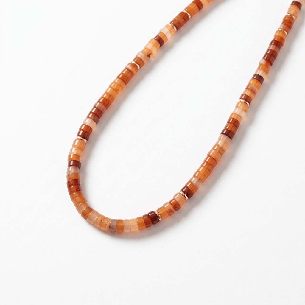 Natural Gemstone Heishi Bead Necklace with Gold Accents - 10 gemstone options - Desert Gypsy