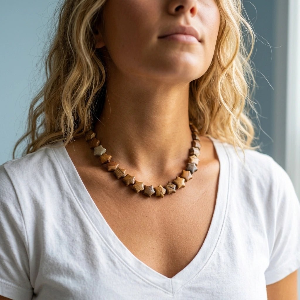 Picture Jasper Star Beaded Necklace - Natural Gemstone Necklace by Desert Gypsy - Desert Gypsy