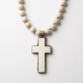 River Stone Beaded Necklace with Cross Pendant by Desert Gypsy - Desert Gypsy