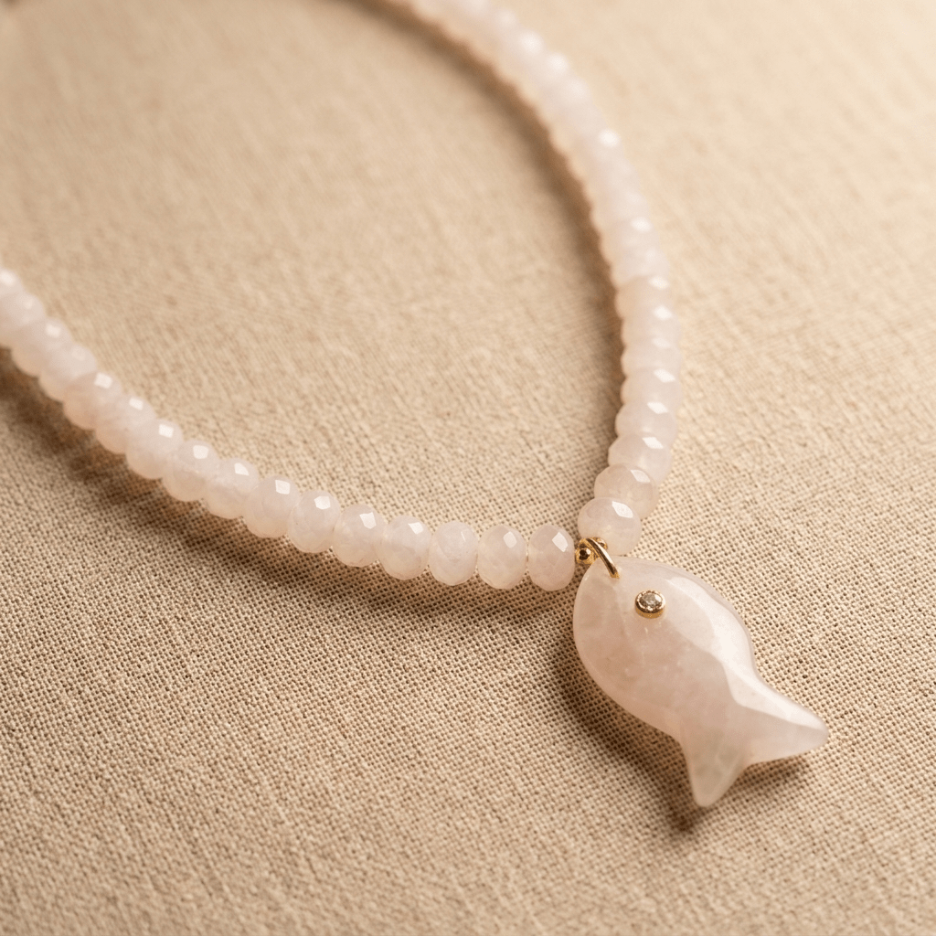 Salt & Stone Necklace – Gemstone Fish Pendant with Faceted Gemstone Beads | Handmade Texas Hill Country Jewelry - Desert Gypsy