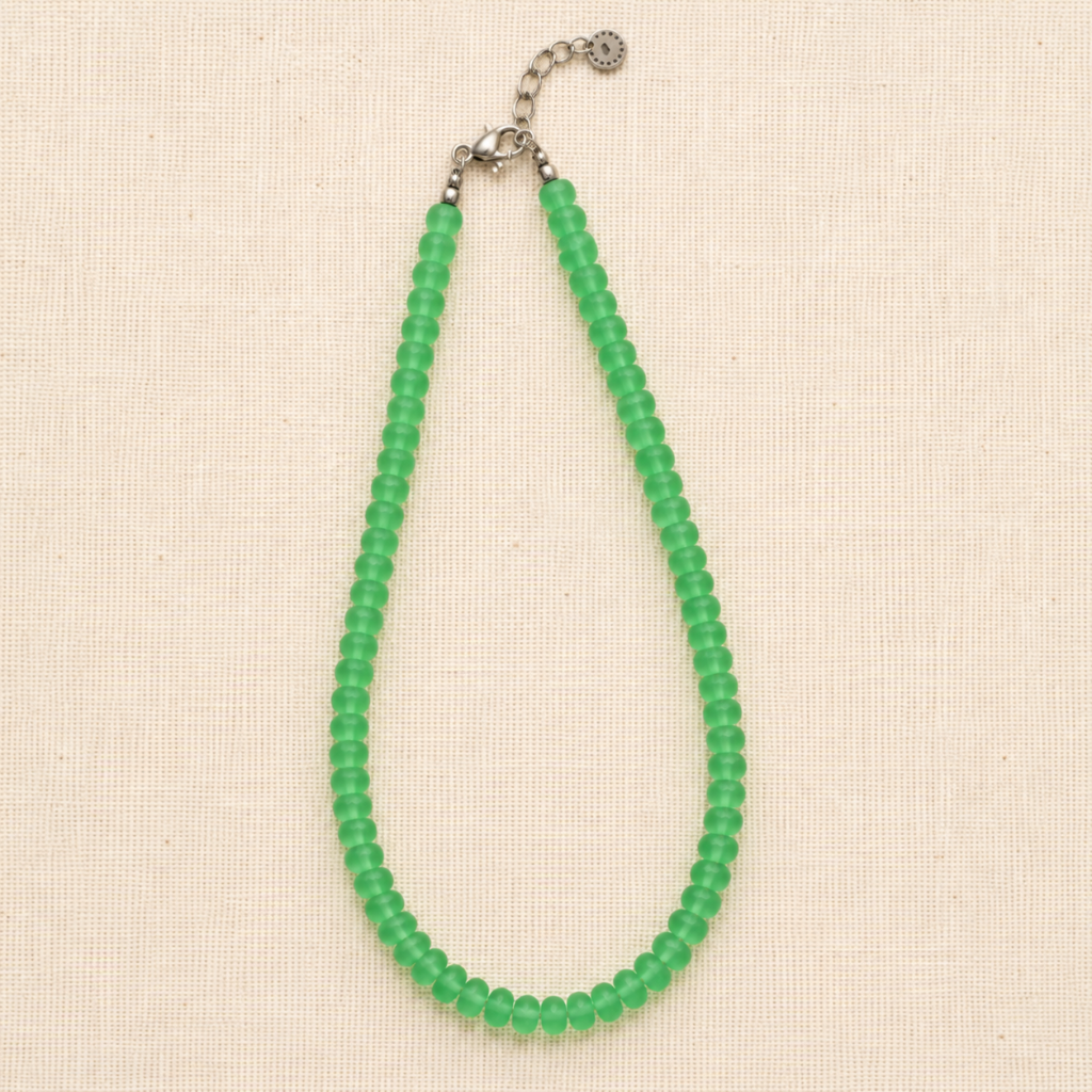Seafoam green translucent bead necklace inspired by sea glass