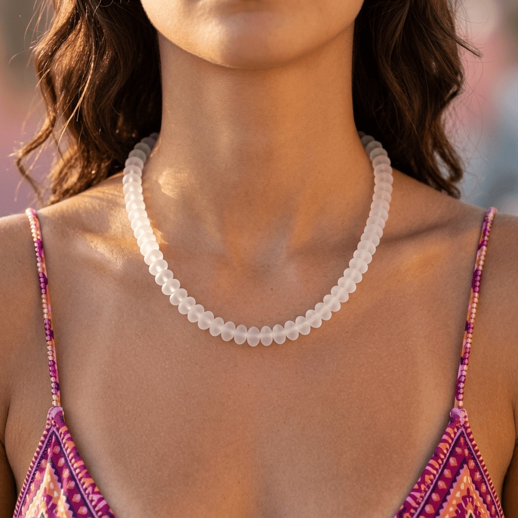 Sea Haze Necklace – Translucent Sea Glass Bead Necklace | Handmade Texas Hill Country Jewelry - Desert Gypsy