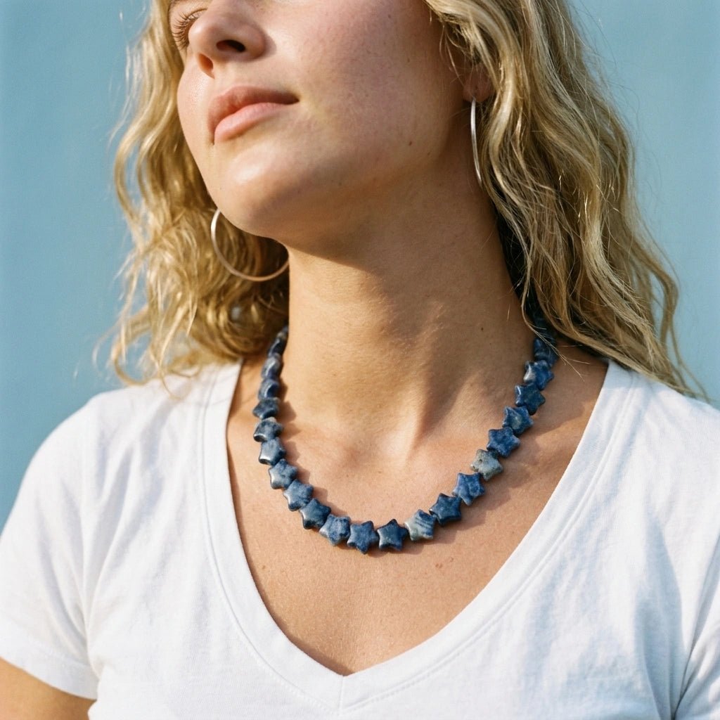 Sodalite Star Beaded Necklace - Royal Blue Gemstone Necklace by Desert Gypsy - Desert Gypsy