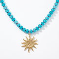 Solstice Beaded Necklace With Handmade Sun Pendant - Desert Gypsy