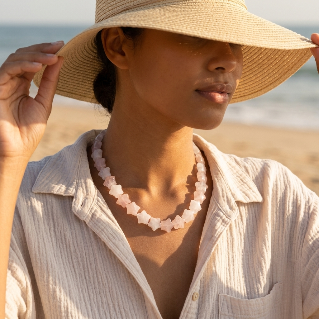 starfish-necklace-rose-quartz-lifestyle
