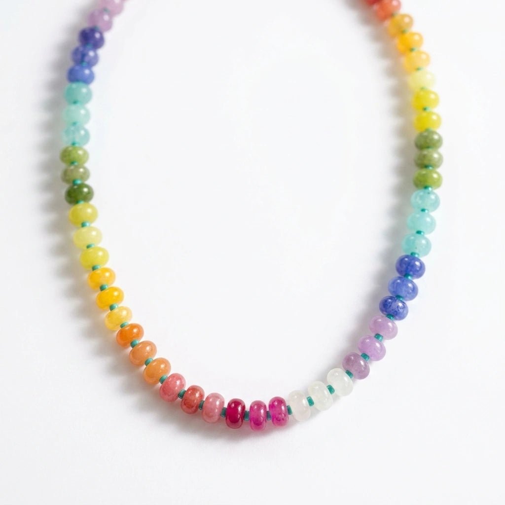 Sunny’s Candy Strand – Multi-Color Candy Jade Beaded Necklace by Desert Gypsy - Desert Gypsy