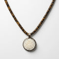 Tiger’s Eye Beaded Necklace with Carved Flower Pendant by Desert Gypsy - Desert Gypsy